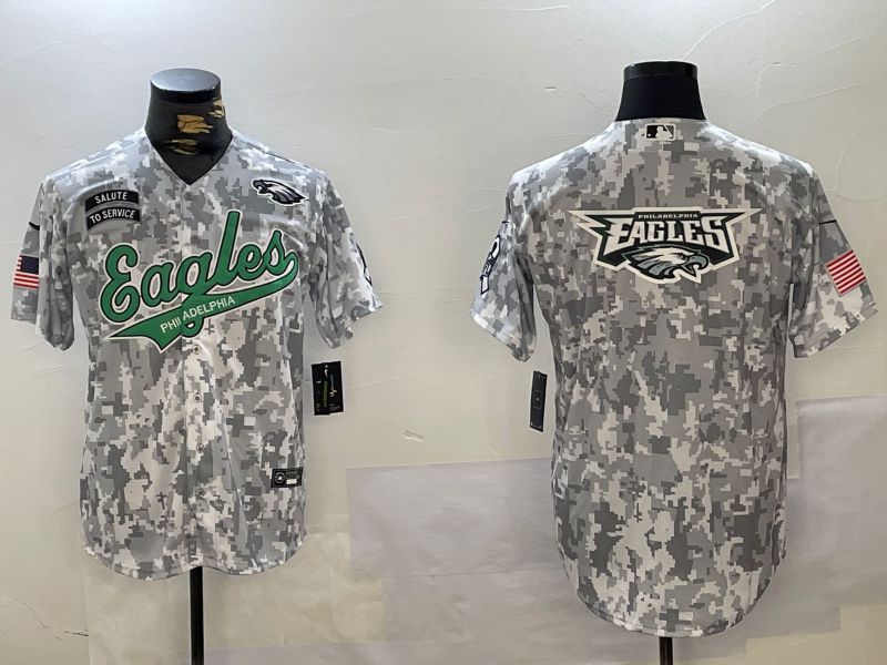 Men Philadelphia Eagles Blank Nike Arctic Camo 2024 Salute to Service Limited NFL Jersey style 3